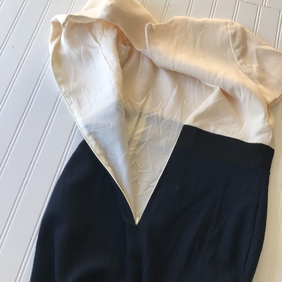Sara Campbell vintage dress cream blue black colorblock - Picture 4 of 10